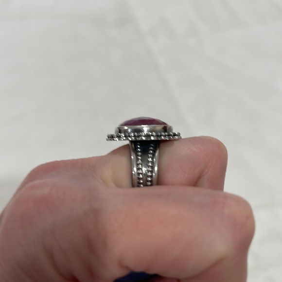Sterling and Ruby Ring Size 7 - Picture 3 of 7